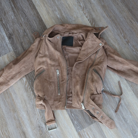 All Saints Khaki Suede Jacket - Picture 2 of 4